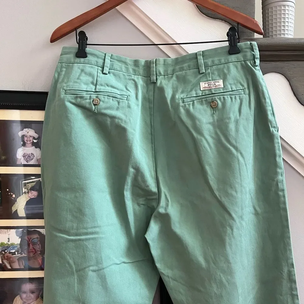 Polo Ralph Lauren Light Green Classic Chino Pants sz 35/30 EUC